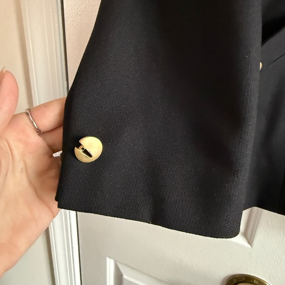 Vintage Dame Black Wool & Silk Blazer with Gold accents sz L-XL/EU 44 - Picture 5 of 10